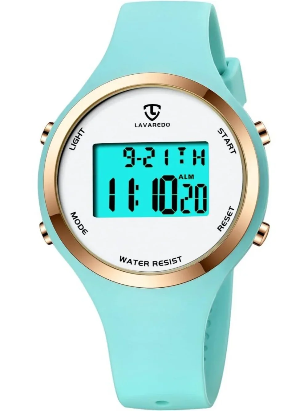 Women's Green White Quartz Chronograph Waterproof Outdoor Sport Digital Watch